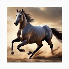 Horse Running In The Sand Canvas Print