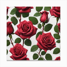 Red Roses Seamless Pattern 3 Canvas Print