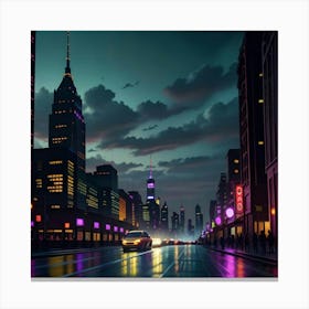 City of Lights Nightlife Illuminated Canvas Print