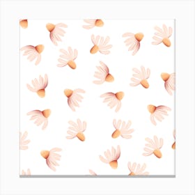 Big Daisies Pattern On White Square Canvas Print