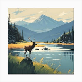 Elk In The Mountains Canvas Print