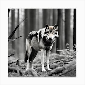 Wolf In The Woods 3 Canvas Print