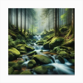 Mossy Stream In The Forest 2 Canvas Print