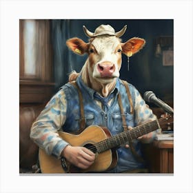 Cow Playing Guitar 2 Canvas Print