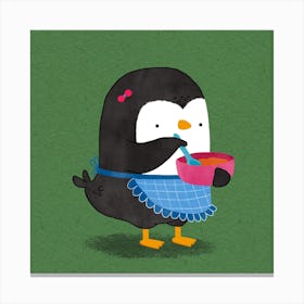 Daisy Penguin Cooking Canvas Print