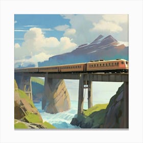 Train Crossing The Fjords Canvas Print