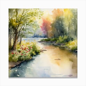 Watercolor Of A River wall art Canvas Print