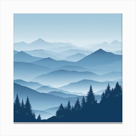 Misty mountains background in blue tone 114 Canvas Print