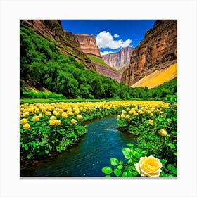 Yellow Roses In The Canyon Canvas Print