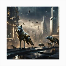 Wolves In The City Canvas Print