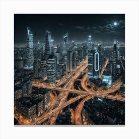 Cityscape At Night 3 Canvas Print