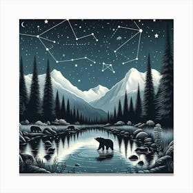 Bears In The Night Sky Canvas Print