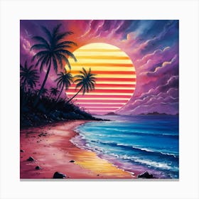 Sunset At The Beach 1 Canvas Print