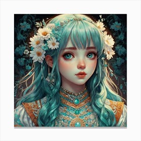 Anime Girl With Blue Hair Canvas Print