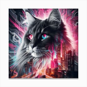 Maine Coon cat silhouette 2 Canvas Print