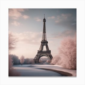Eiffel Tower In Winter Solstice Landscape Canvas Print