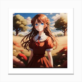 Anime Girl In A Field 2 Canvas Print