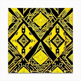 Yellow And Black Geometric Pattern Canvas Print