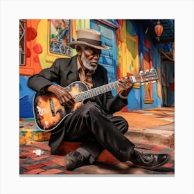 Old Man Playing Guitar 8 Canvas Print