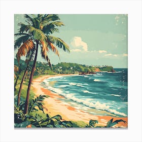 Tropical Beach And Palm Trees Canvas Print