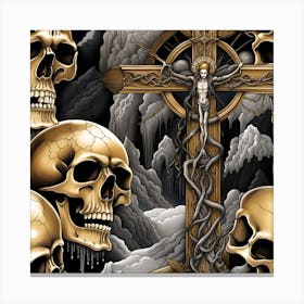 Skulls And Cross 5 Canvas Print