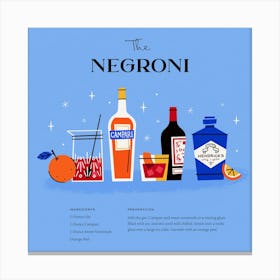 Negroni Cocktail – Art Print Canvas Print