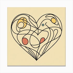 One line, Valentine's day of heart, Picasso style 2 Canvas Print