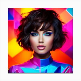 Abstract Short Hair Brunette Woman Canvas Print