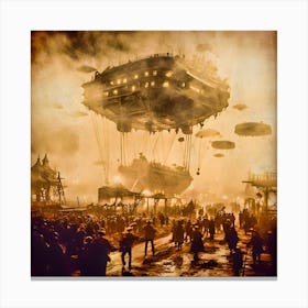 The Immigrants 1906. Anthotype. Steampunk. Science Fiction. Alternative history. Dystopia. Moody. Dark light. Night. Canvas Print