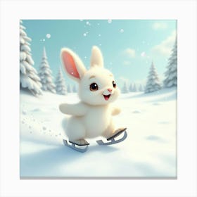 Flux Dev A Joyful Rabbit With Soft Fluffy White Fur And Bright 2 Canvas Print