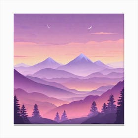 Misty mountains background in purple tone 74 Canvas Print