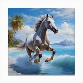 Horse Running On The Beach 2 Canvas Print