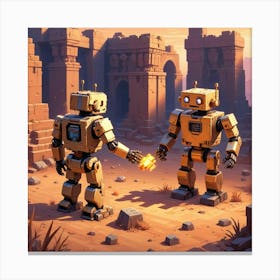 Robots In The Desert 8 Canvas Print