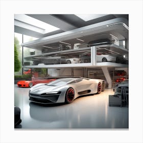 Futuristic Car Garage 6 Canvas Print