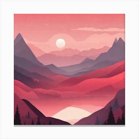 Misty mountains background in red tone 63 Canvas Print