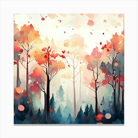 Watercolor Trees In The Forest Canvas Print