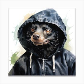 Watercolour Cartoon Tasmanian Devil In A Hoodie 1 Canvas Print