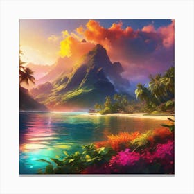 Tropical Landscape Painting 4 Canvas Print