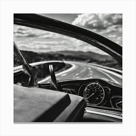 Black And White Car Interior Canvas Print