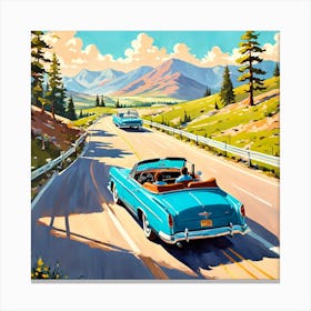 90's car, A Classic 1960s Family Road Trip Scene art print Canvas Print