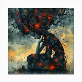 Woman In A Tree Canvas Print