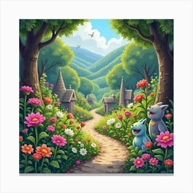 An Enchanted Garden With Talking Flowers And Magical Creatures 1 Canvas Print