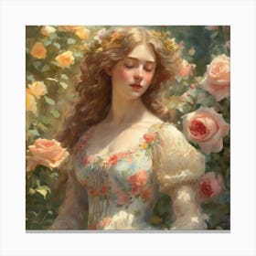 Garden Serenity Émile Vernon S Watercolor Portrait Of Blooming Roses And Lilies (8) Canvas Print