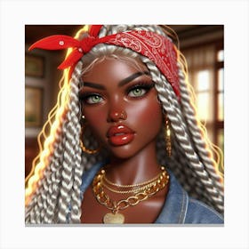 Black Girl With With Red Bandanna Canvas Print