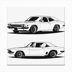 Two Classic Muscle Cars Canvas Print