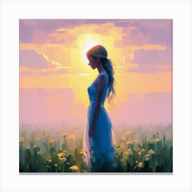 Girl In A Field 1 Canvas Print