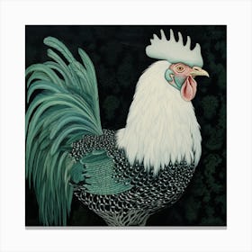 Ohara Koson Inspired Bird Painting Rooster 1 Square Canvas Print