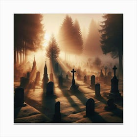 Graveyard At Sunrise 3 Canvas Print