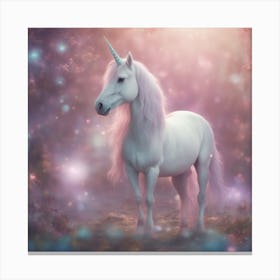 Dreamy Portrait Of A Cute Unicorn In Magical Scenery, Pastel Aesthetic, Surreal Art, Hd, Fantasy, Fa Canvas Print