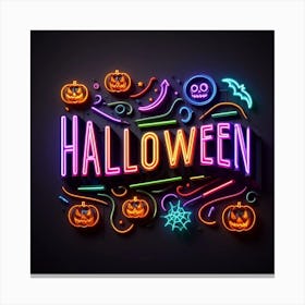 Square Neon Halloween Art 1 Canvas Print